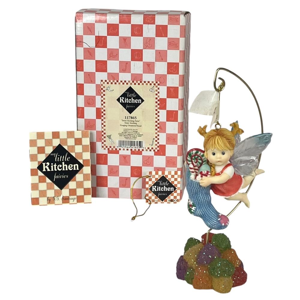 My Little Kitchen Fairies Sweet Stocking Fairie Ornament & Gumdrop Stand Box New